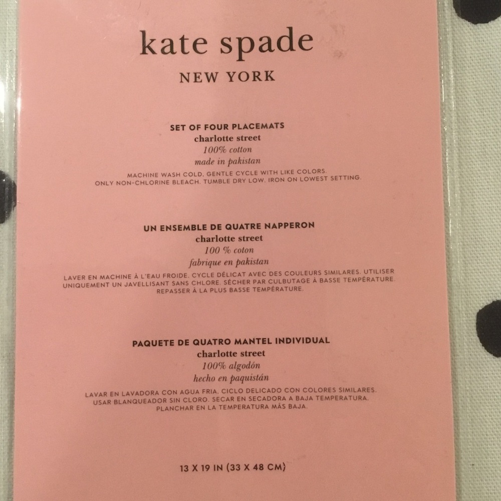 Kate Spade♠️ White Navy Reversible Placemats Set-4 - Picture 5 of 5